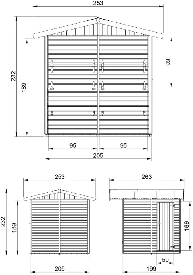 Timbela - M149 - 253x263x232 cm - étal de jardin bois multifonction