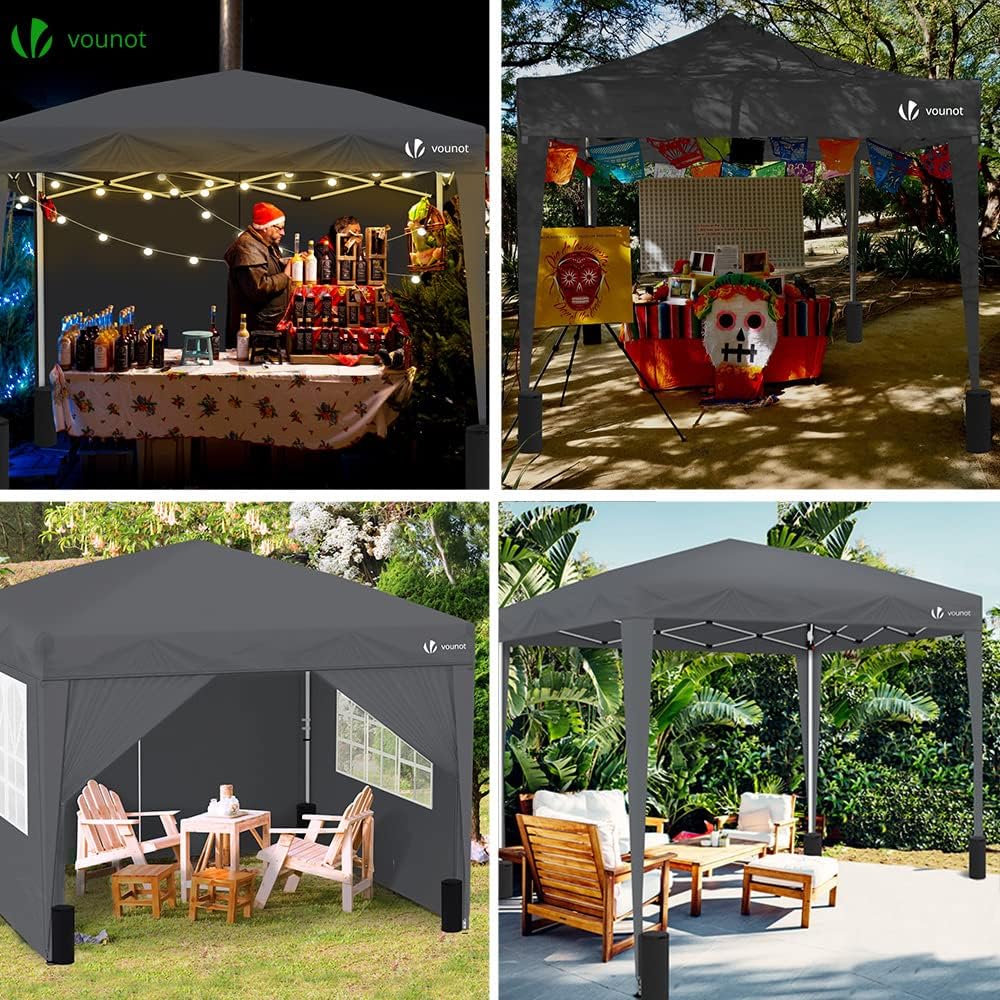 VOUNOT - Tonnelle pliante jardin - 3x3m - 4 côtés, sacs de sable, housse