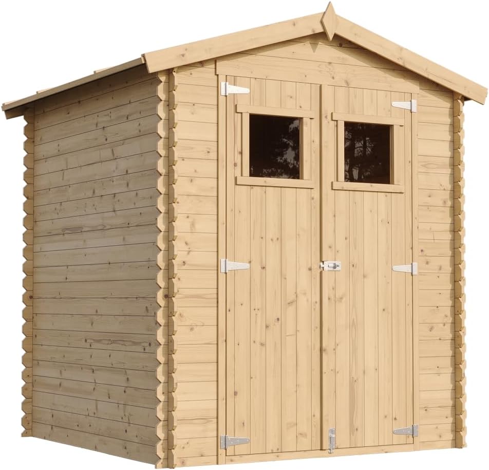 TIMBELA - abri de jardin bois, 186x196x218 cm, stockage, outils, vélos - M320