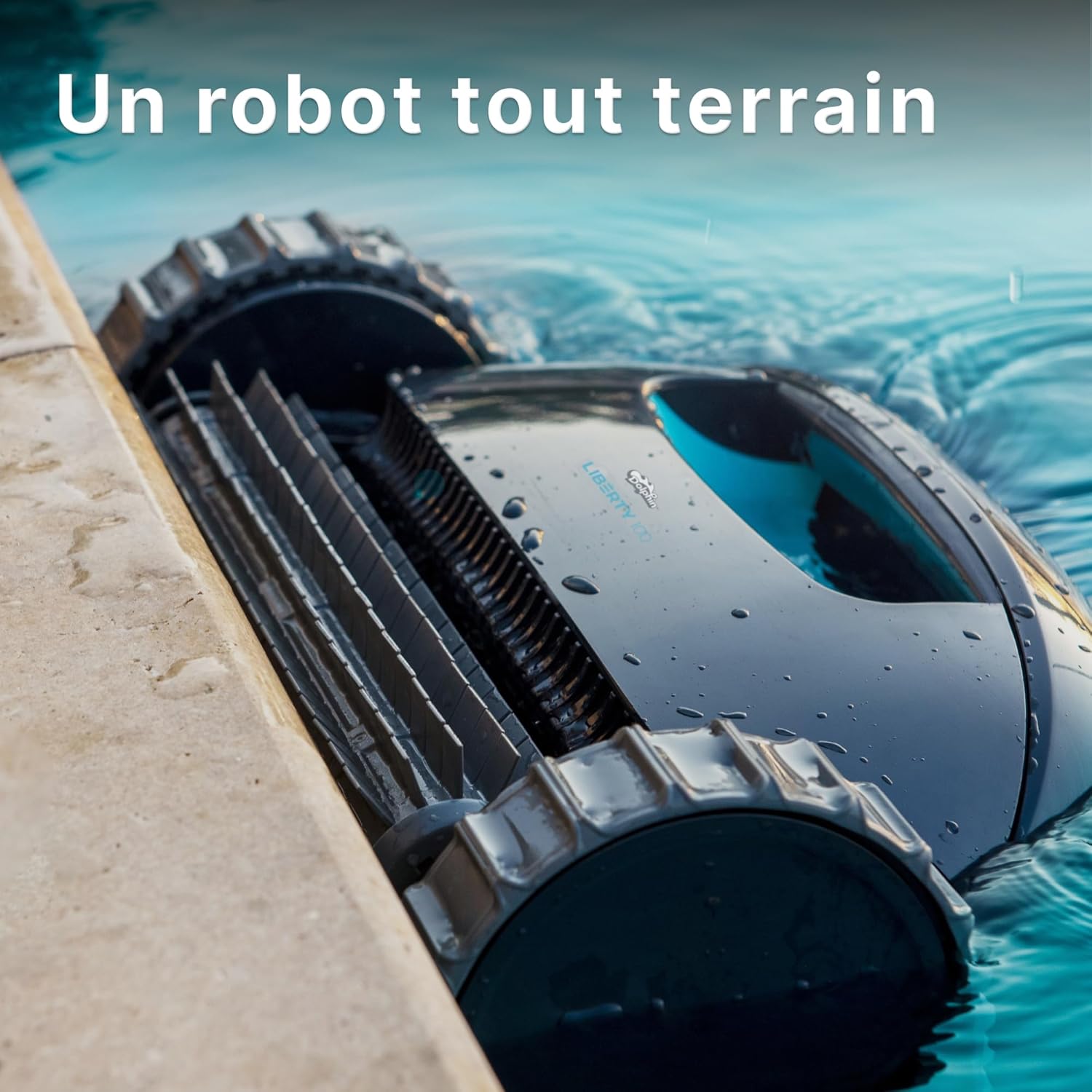 Dolphin Liberty 300 Robot Piscine sans Fil, Robot Piscine Fond et Parois, Ligne d'eau, Mode Éco, Système de Filtration Ultra-Fine, 150Min d'Autonomie, Sélecteur de Cycle, pour Piscines Jusqu’à 10 m