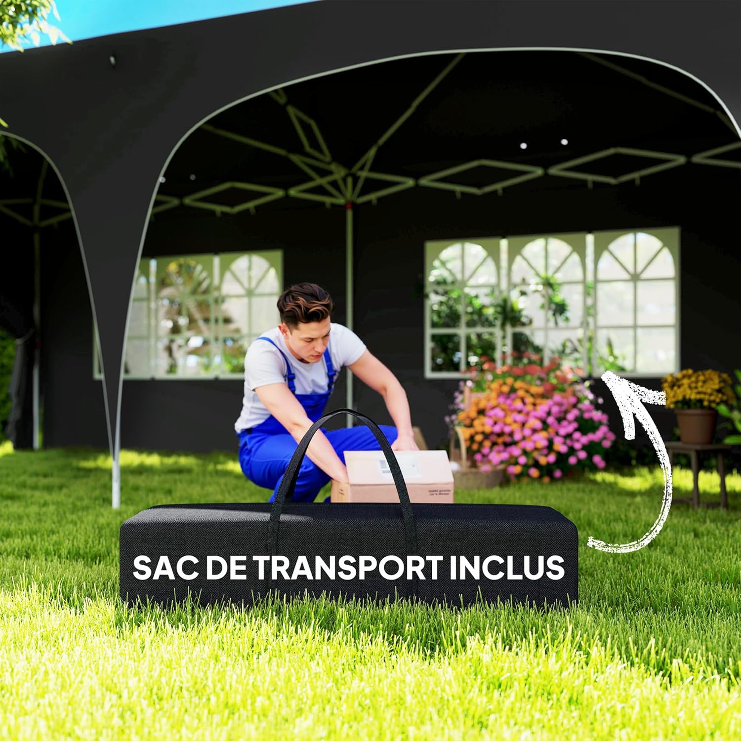 Outsunny - tonnelle pliante pop up - 3x6m - UPF50+, réglable, sac transport