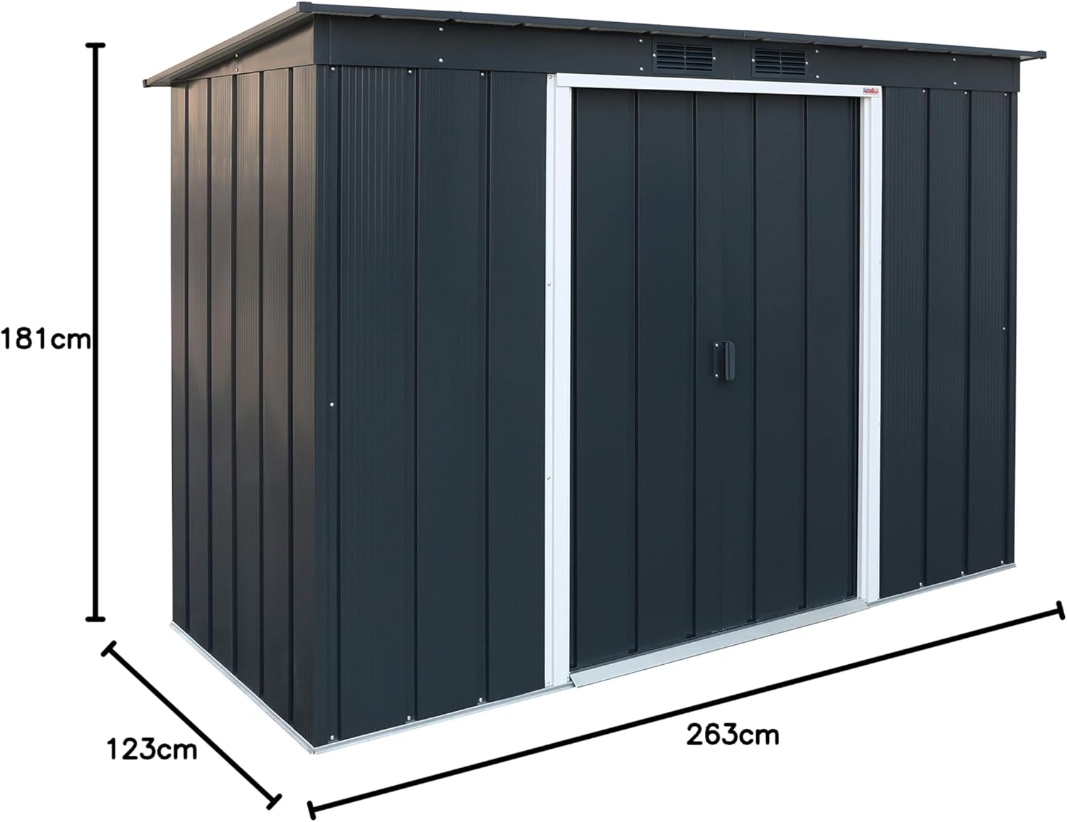 Duramax ECO 8 x 4 (2.85 m²) abri de jardin en métal à toit pentu, Abri de jardin en métal galvanisé à chaud, Abri de stockage d'outils, structure de toit renforcée, anthracite