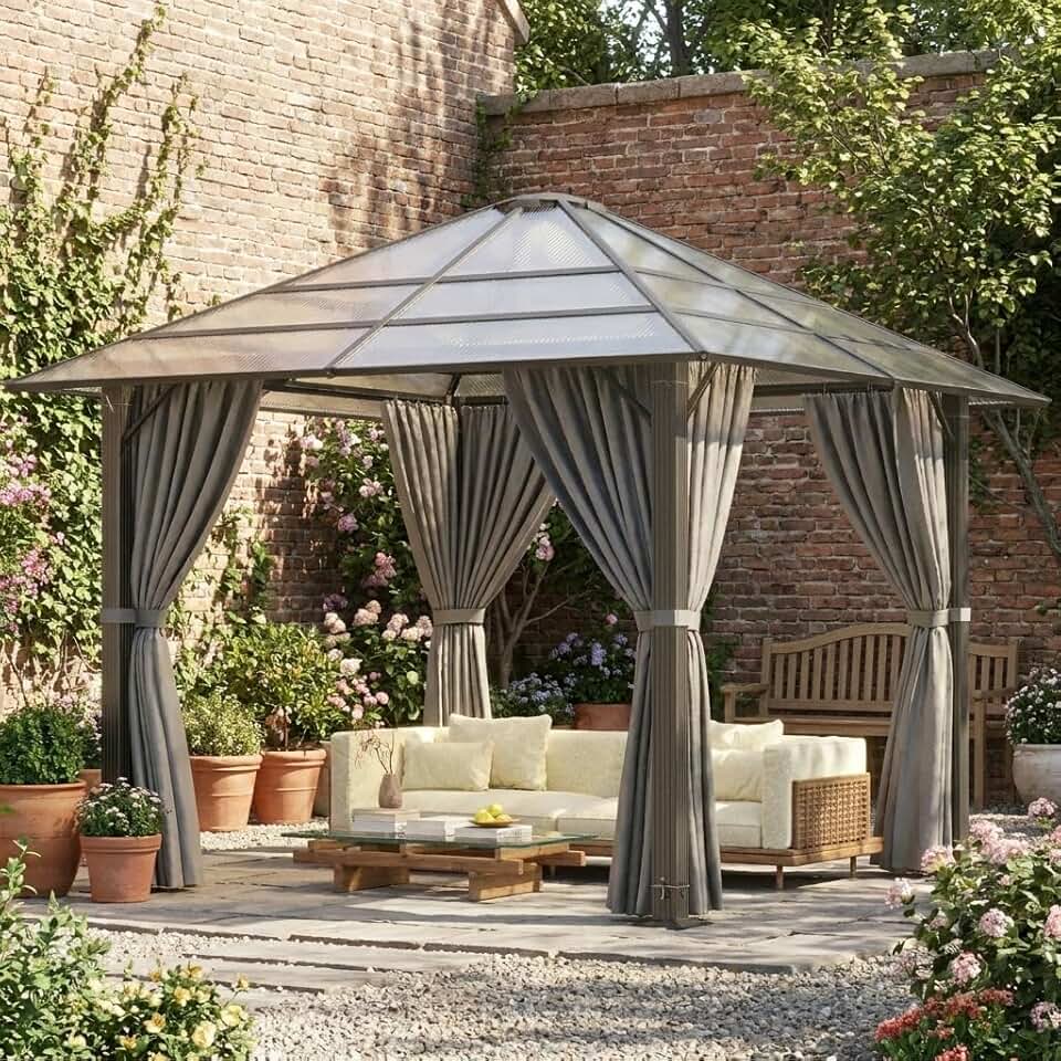 JUMMICO - pergola extérieure - 3x3m - aluminium robuste, toit anti-UV