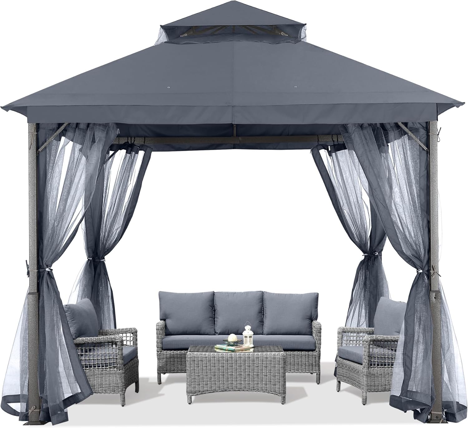 ABCCANOPY - Abri de jardin série terrasse - 2,4x2,4m - acier, moustiquaire, gris foncé