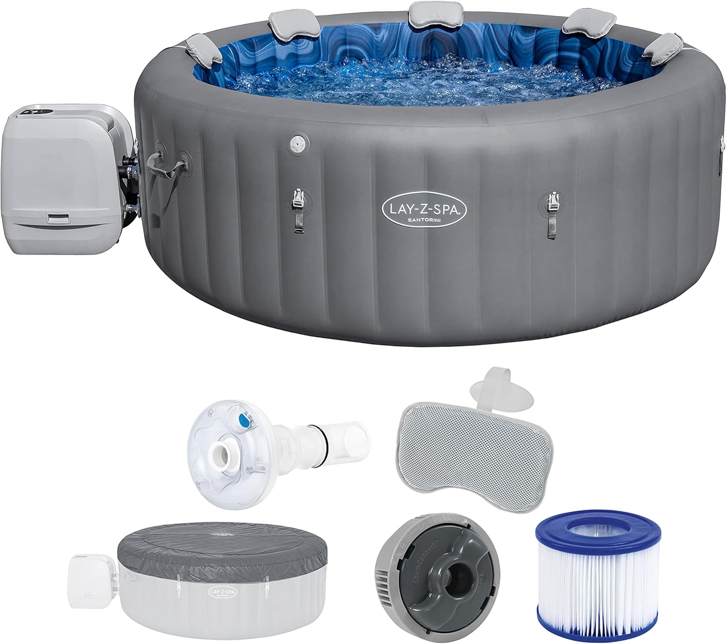 Bestway - Spa Santorini Smart HydroJet Pro - 216x216x80cm - 5 à 7 personnes, contrôle par application