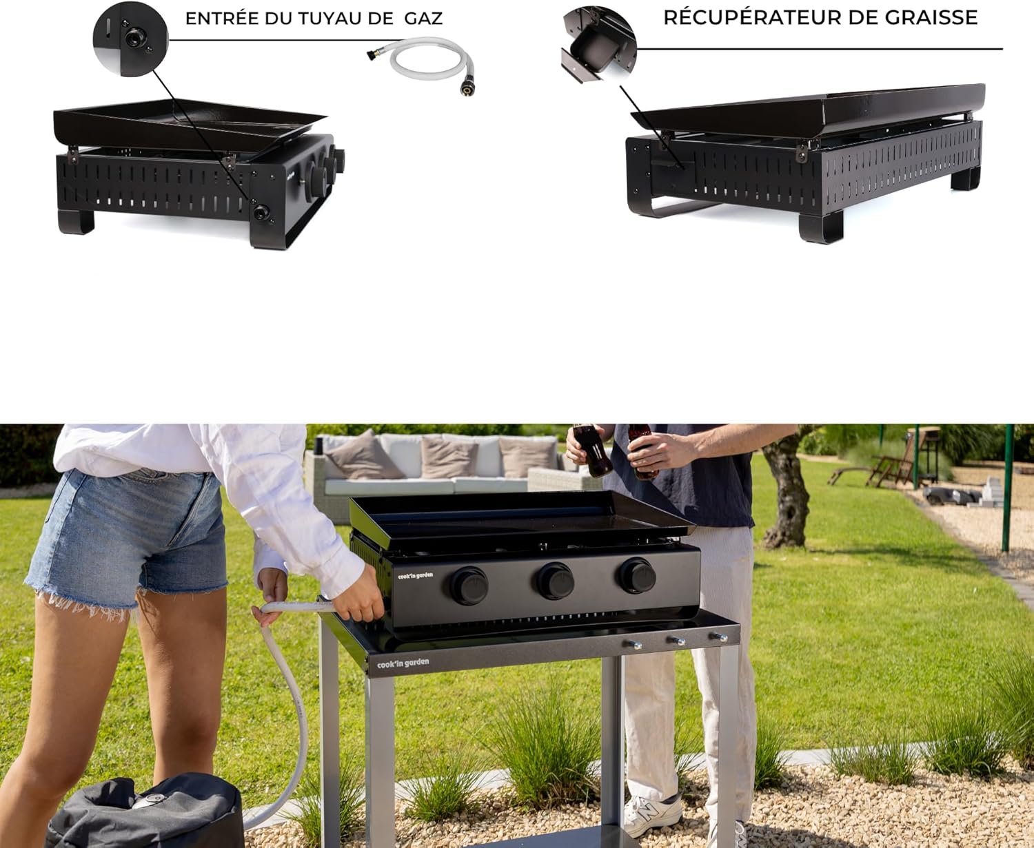 Cook'in Garden - Tempo 3 brûleurs - 6 kW - acier émaillé - bac amovible