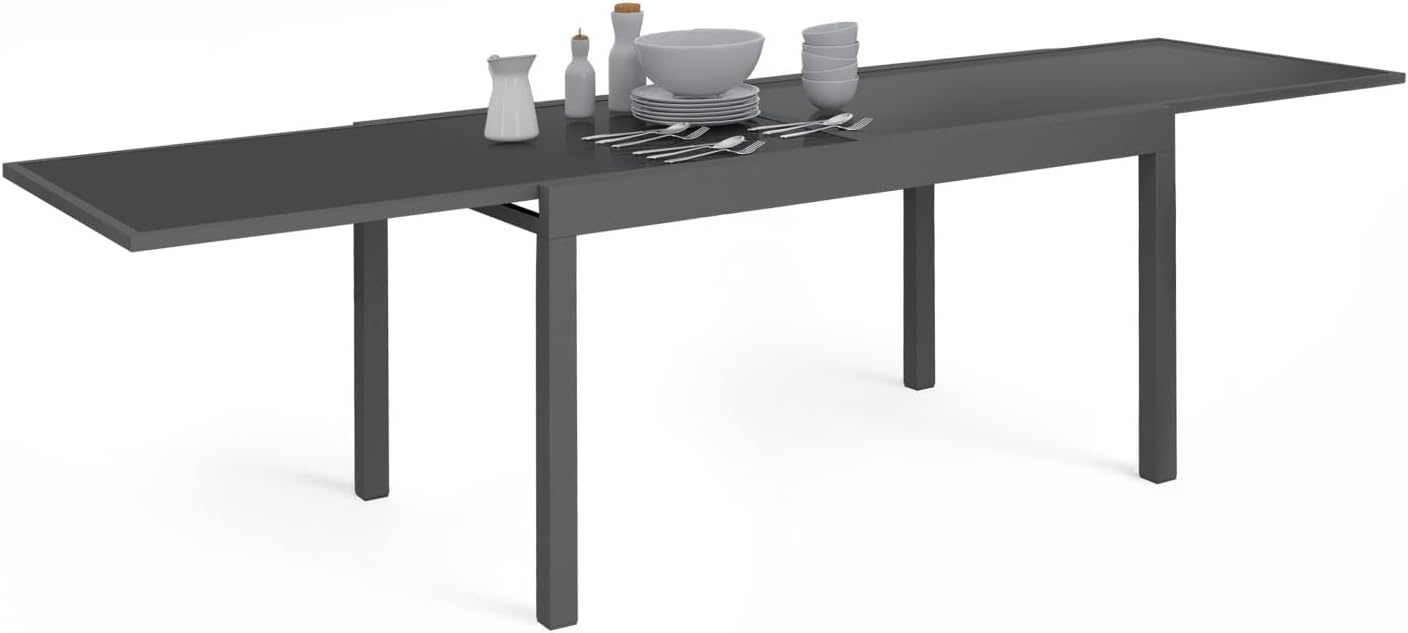 IDMarket - Madrid - table extensible 135-270 cm 8 à 12 pers. anthracite