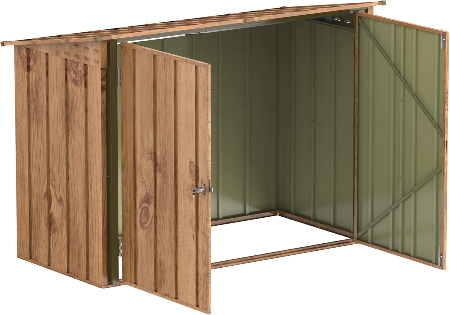 Duramax – abri à vélos double, 203x101x146 cm, portes verrouillables, finition bois