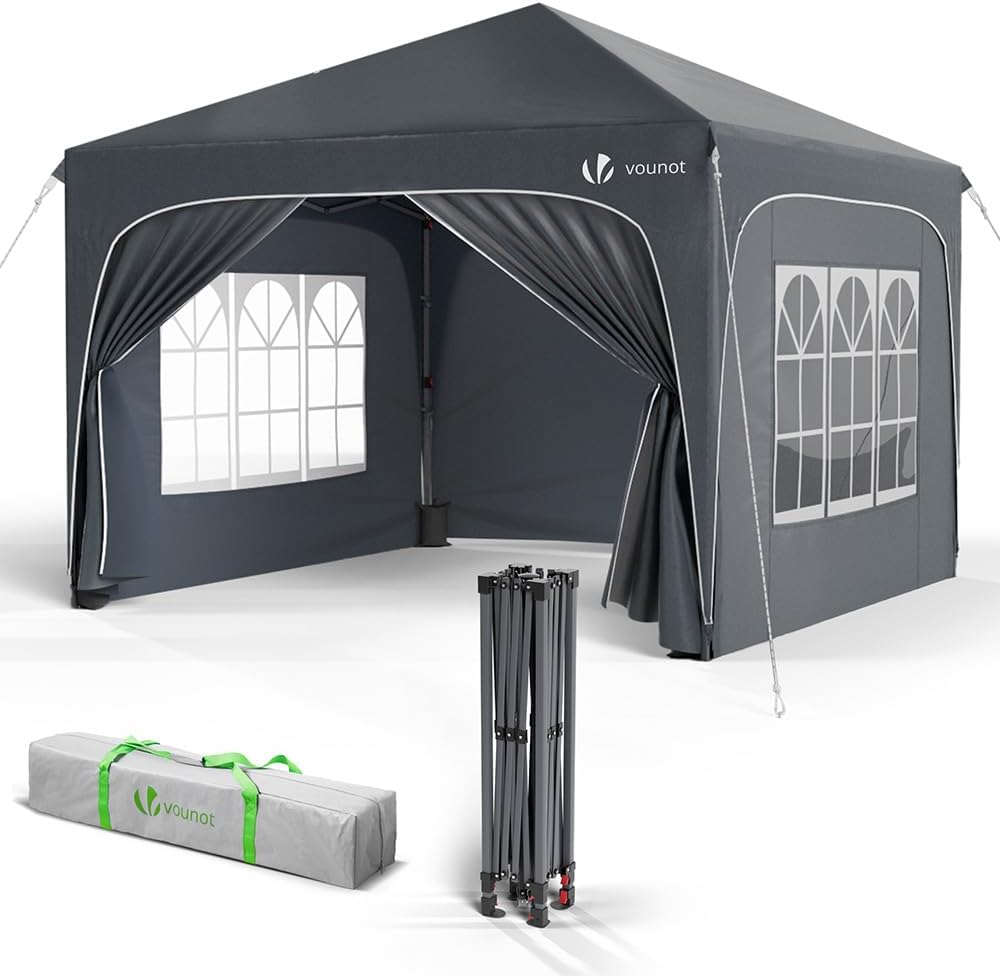 VOUNOT - tonnelle pliante série jardin 3x3m, anti-UV, imperméable, hauteur réglable, sac transport