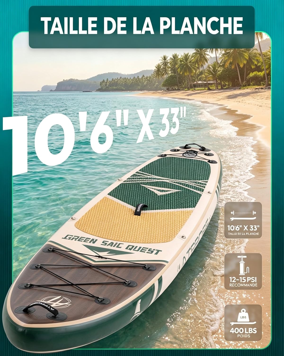Stand Up Paddle Gonflable Adulte avec Siège Kayak & Accessoires, 320x84cm Planche de Sup Extra Large pour 2 Personnes, Charge 200kg, Kayak Gonflable 2 Places Stable et Antidérapant pour Surf
