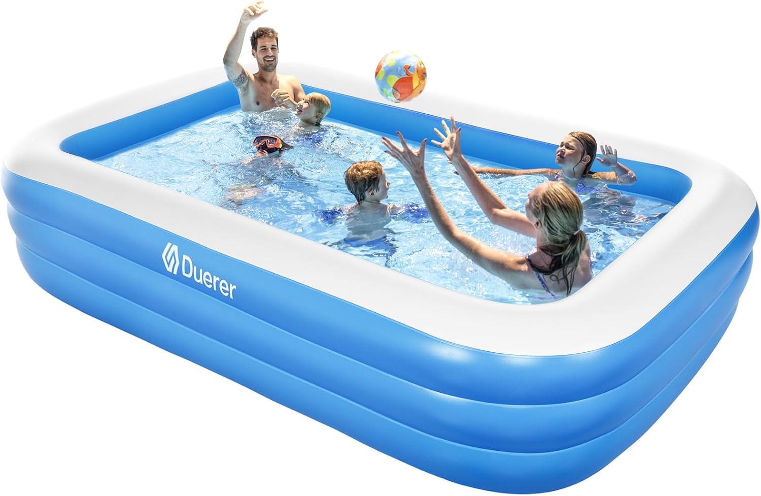Duerer - Piscine Gonflable Rectangulaire - 305x182x56cm - Familiale bleu, été, extérieur
