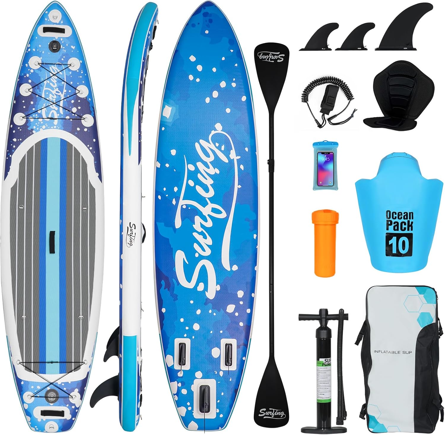 YU YUSING - Paddle gonflable 320/335cm - 2 personnes, siège kayak, jusqu'à 150kg