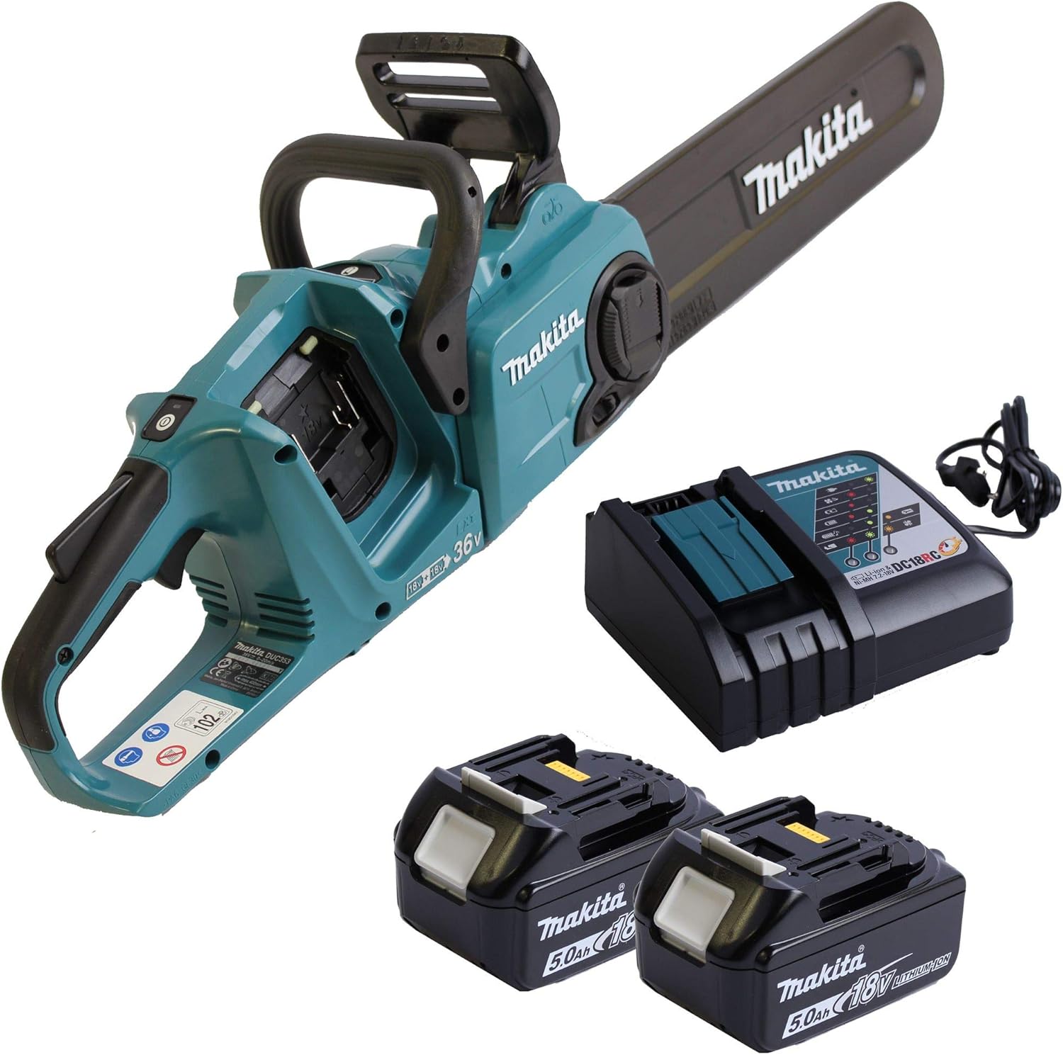 Makita - Tronçonneuse LXT 36V, guide 35cm, 2x5Ah, DUC353RT2