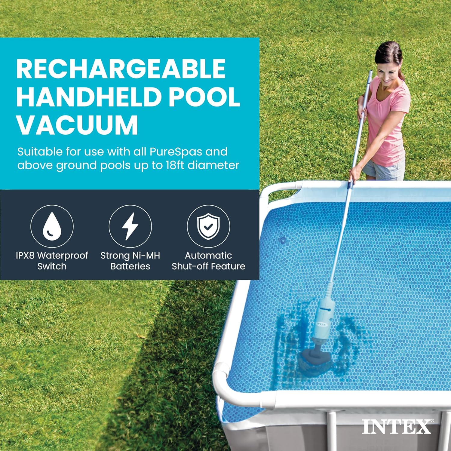 Intex - aspirateur à main rechargeable - gris - fonctionnalité pool cleaning - 28620EP