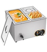 MOOTACO Bain Marie Électrique en Acier Inoxydable Chauffe-Plats Buffet, 1X 1/3 GN Récipients + 2X...