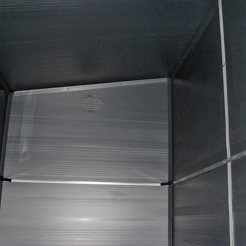 Jôbu - Abri adossé en résine 3,55m², fenêtre, aération, kit, acier