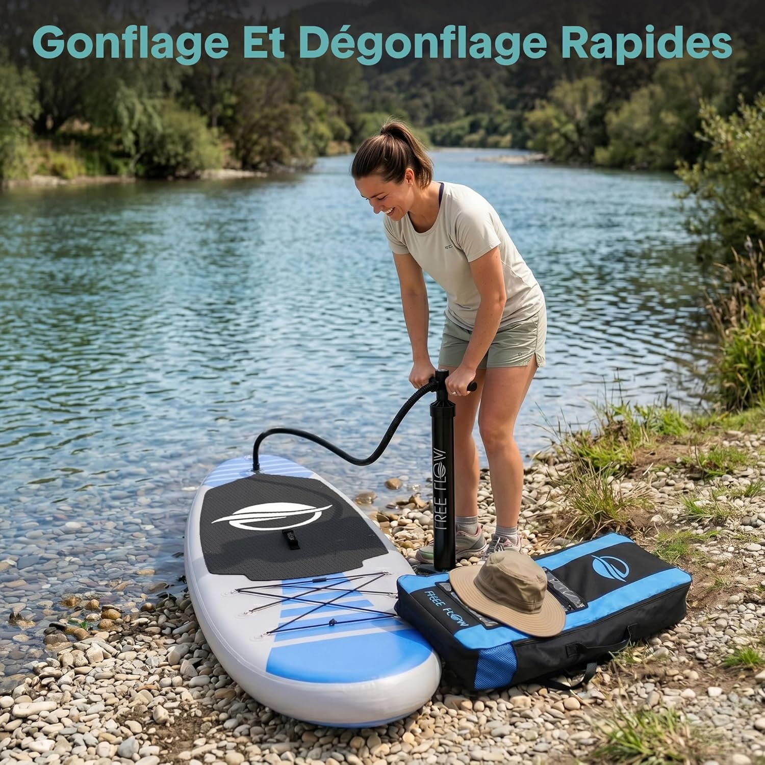 SereneLife - Stand Up Paddle Adulte Série - 6” - Antidérapant, accessoires inclus, sac transport SLISWAM612
