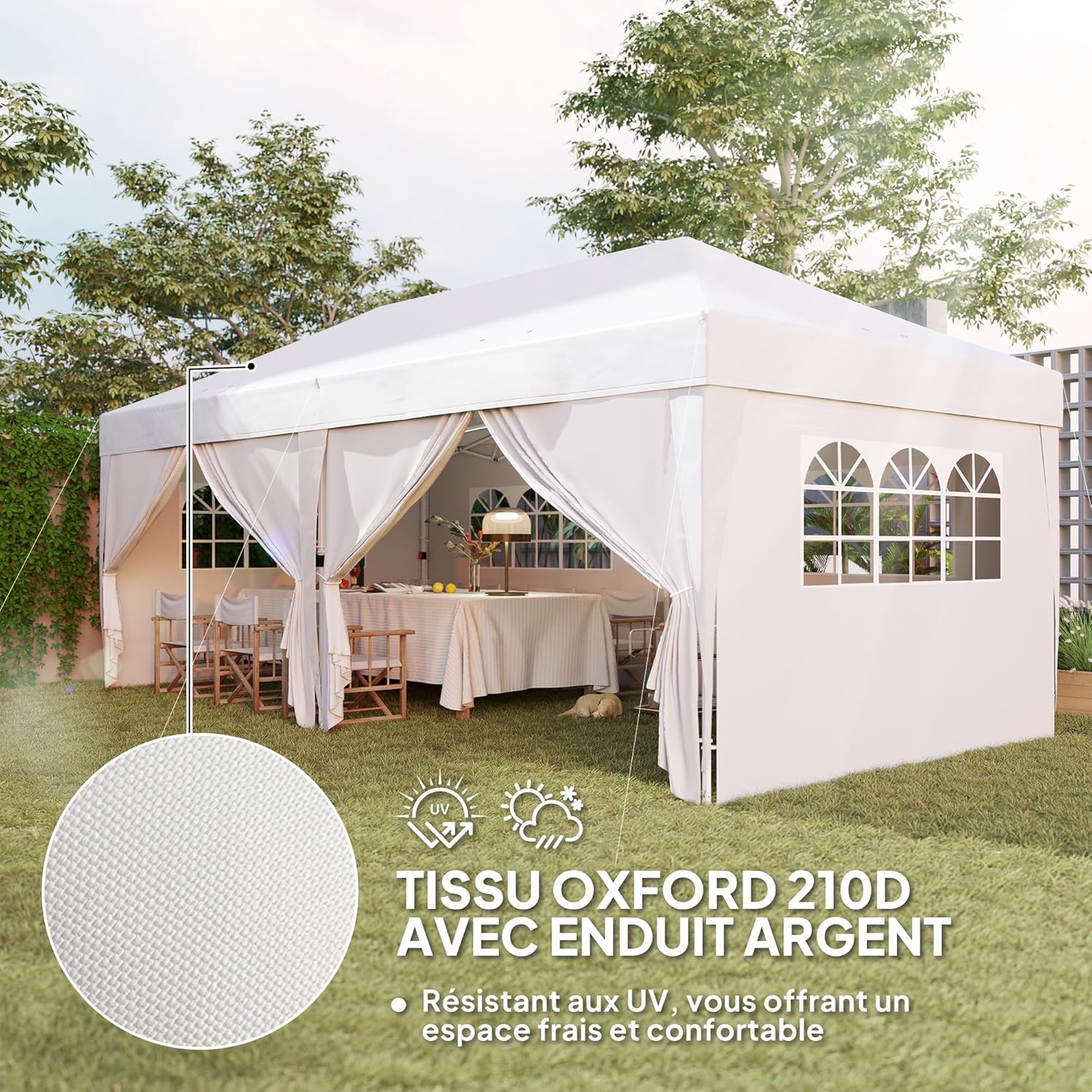 Outsunny - Tonnelle pliante série jardin 3x6m, 6 parois, sac inclus