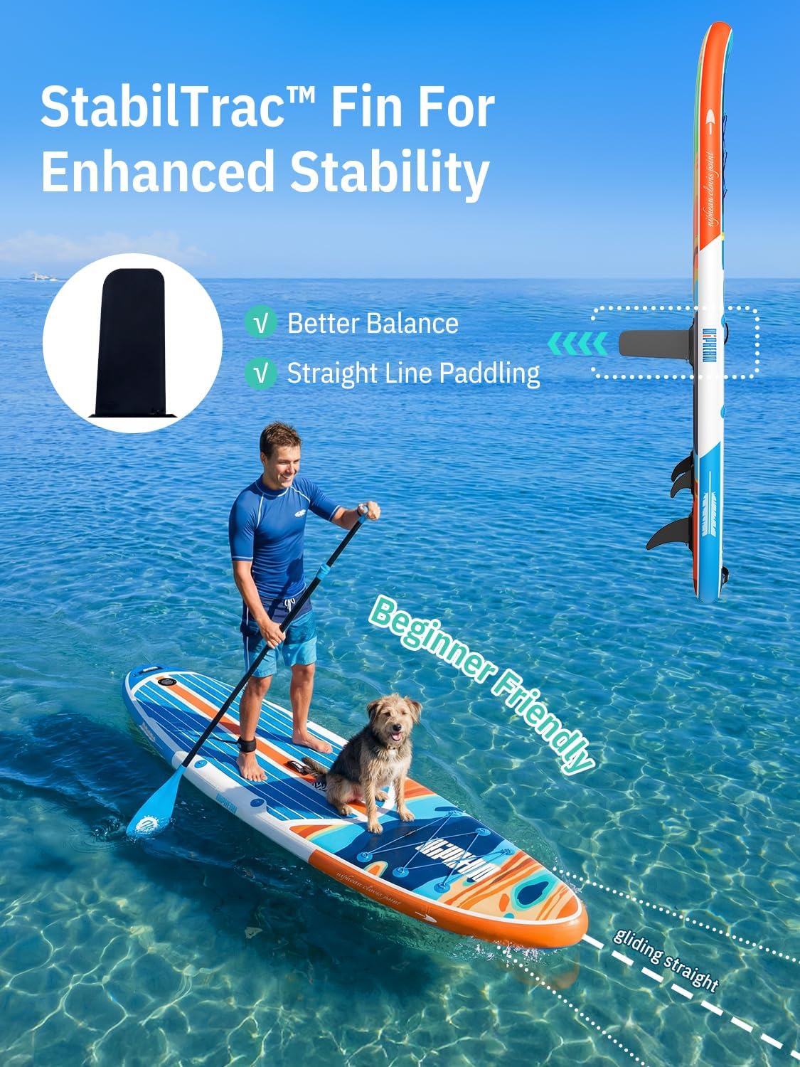 Niphean Paddle Gonflable Adulte avec Tous Les Accessoires, 320cm Planches de Stand Up Paddle Gonflables pour Tous Les Niveaux, Sup avec Capacité 200 kg pour 2 Personnes, Paddle Gonflable avec Siège