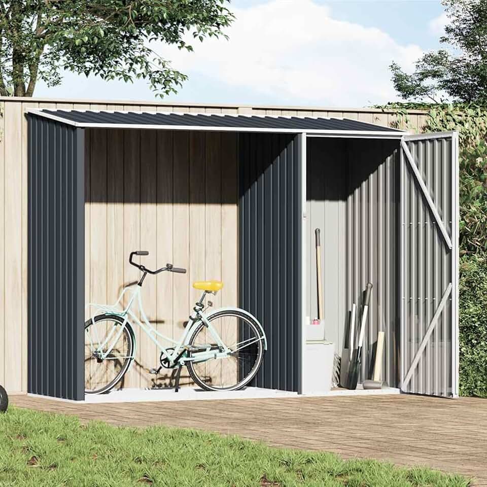 Gecheer - abri à bois jardin - 245x98x159 cm - acier galvanisé, grande capacité