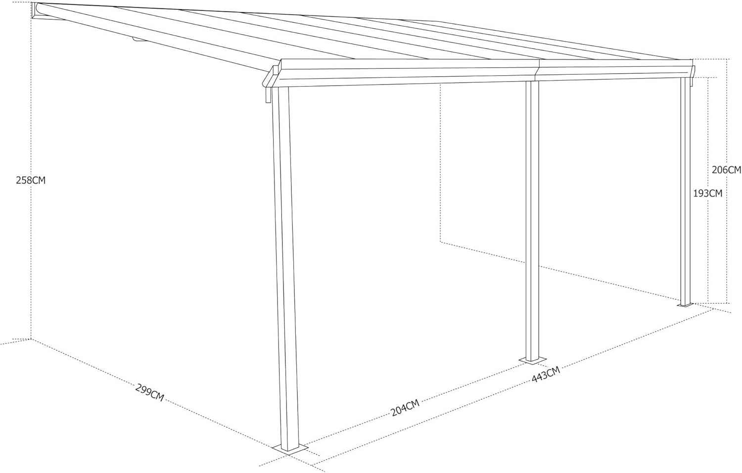 Alice's Garden - Avenio - Pergola murale 3x4 m alu/polycarbonate avec gouttière