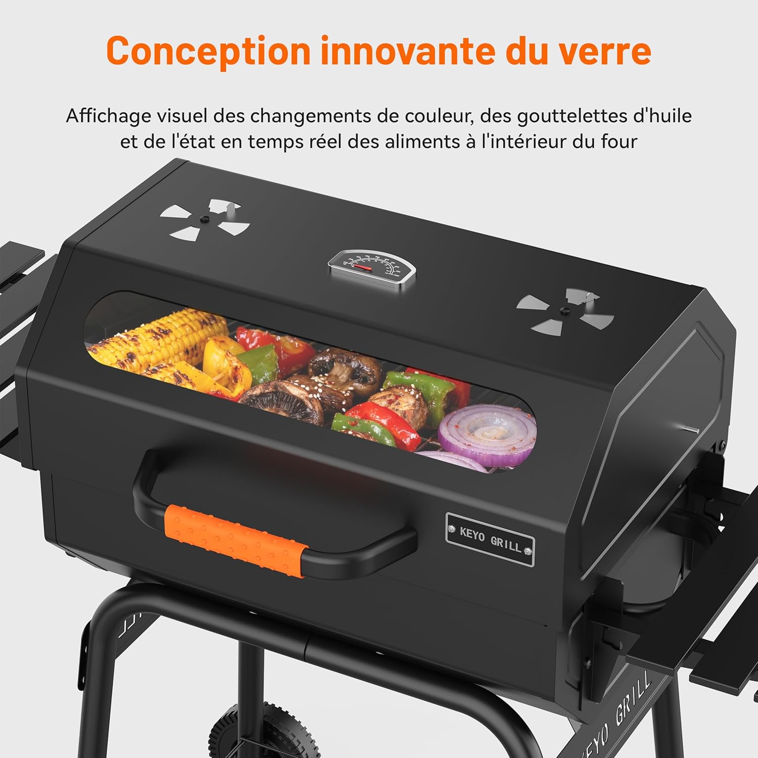 KEYO Grill 23 pouces barbecue pentagonal, chromé, 469 Sq In-23 Pouces