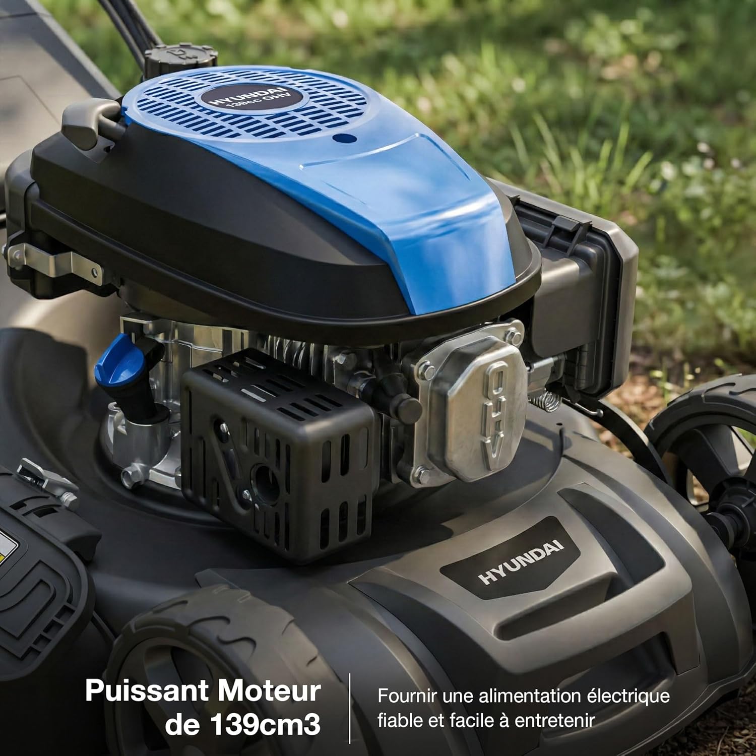 Hyundai - tondeuse thermique 46cm, 139CC, autotractée, démarrage électrique