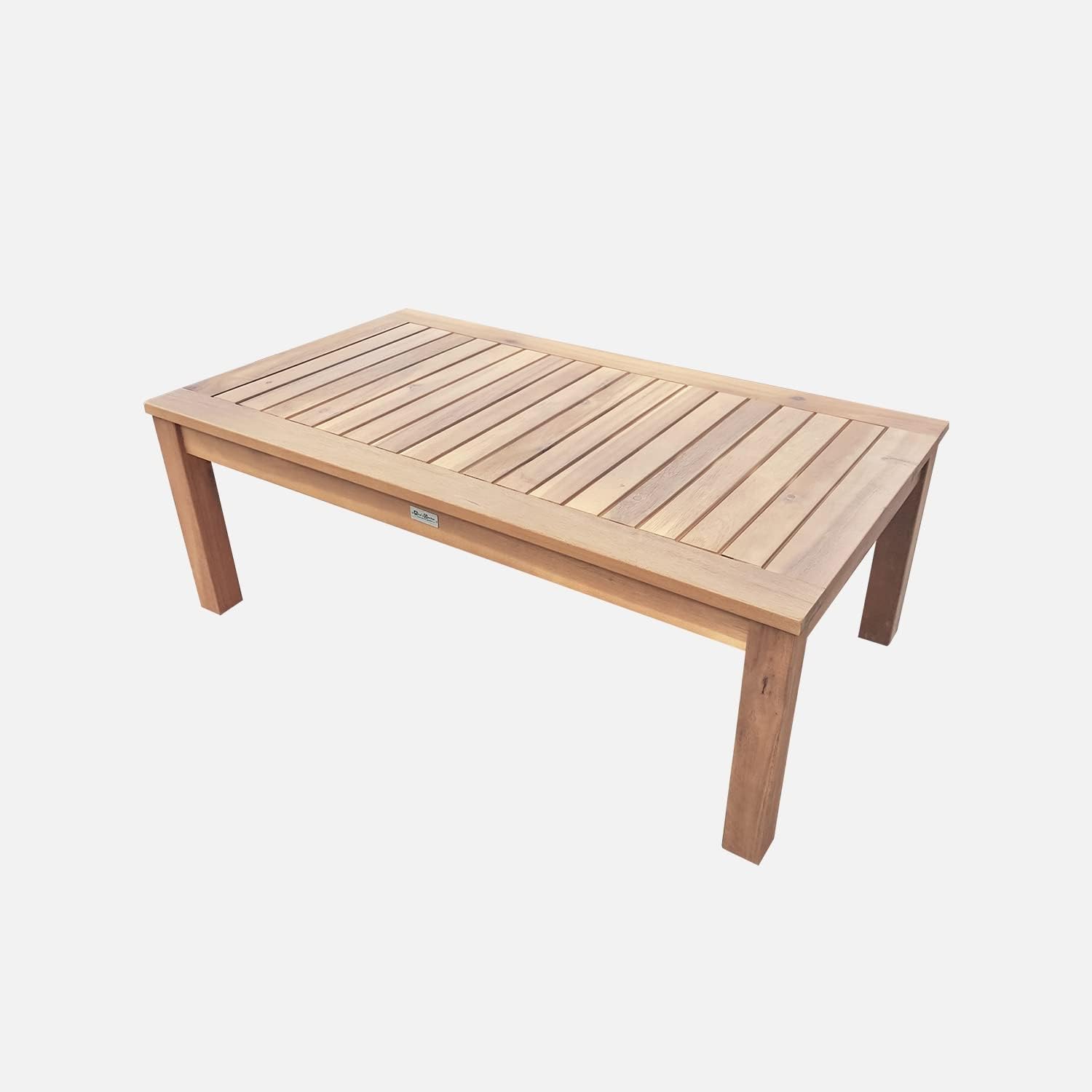 Alice's Garden - Ushuaïa - Salon de jardin bois 4 places, coussins verts, canapé, fauteuils, table basse