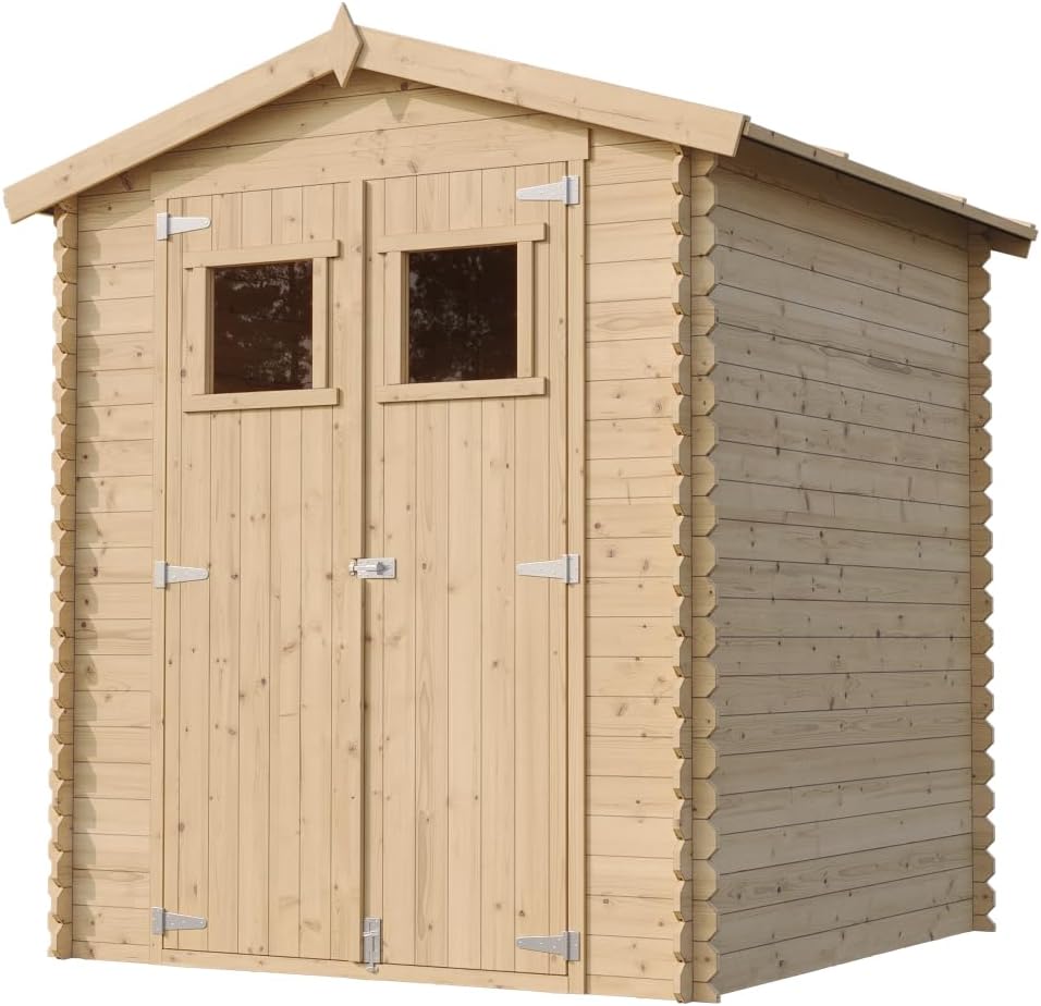 TIMBELA - abri de jardin bois, 186x196x218 cm, stockage, outils, vélos - M320
