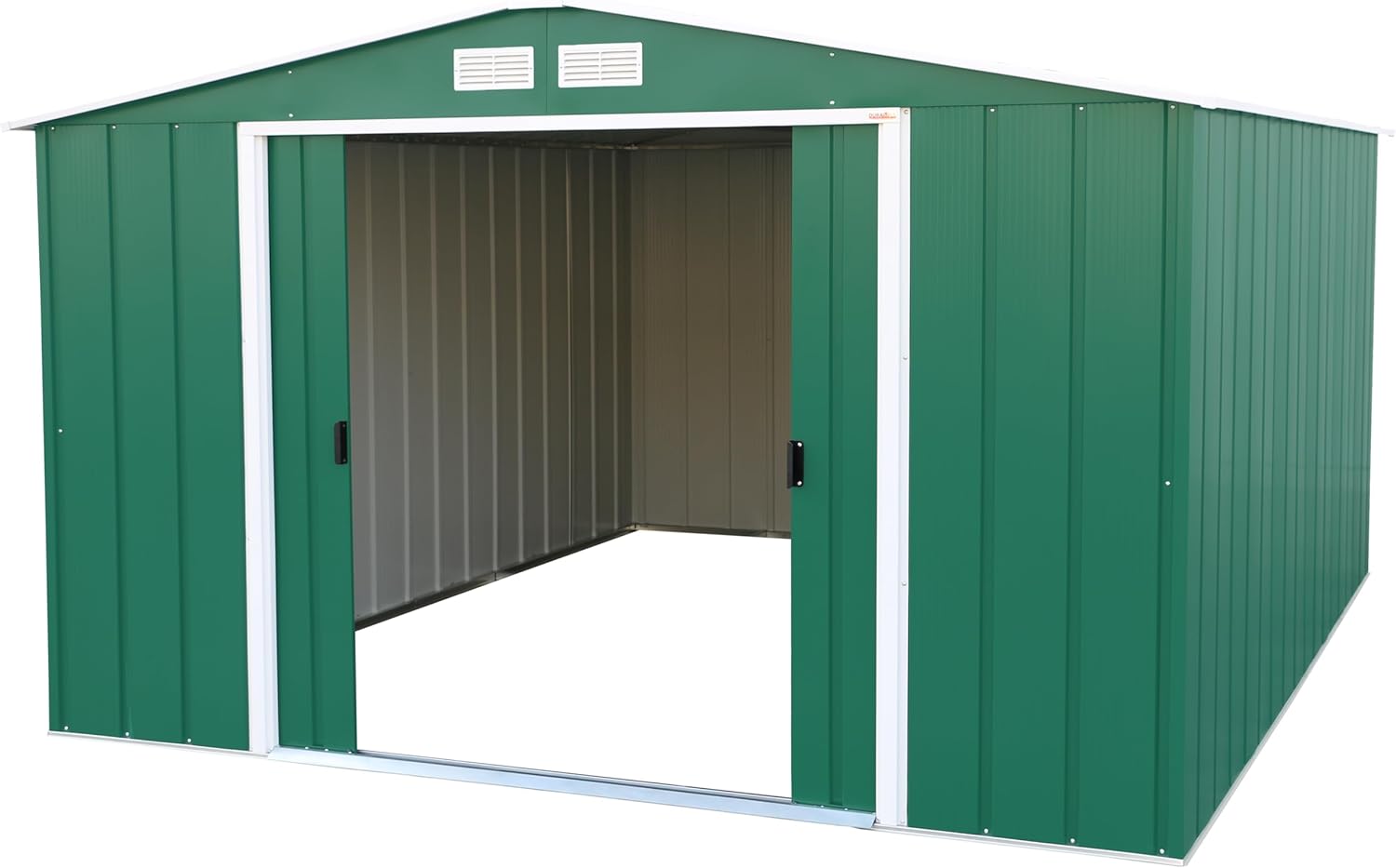 Duramax ECO Abri de jardin en métal galvanisé à chaud avec structure de toit renforcée et solide Vert 10 x 12 cm