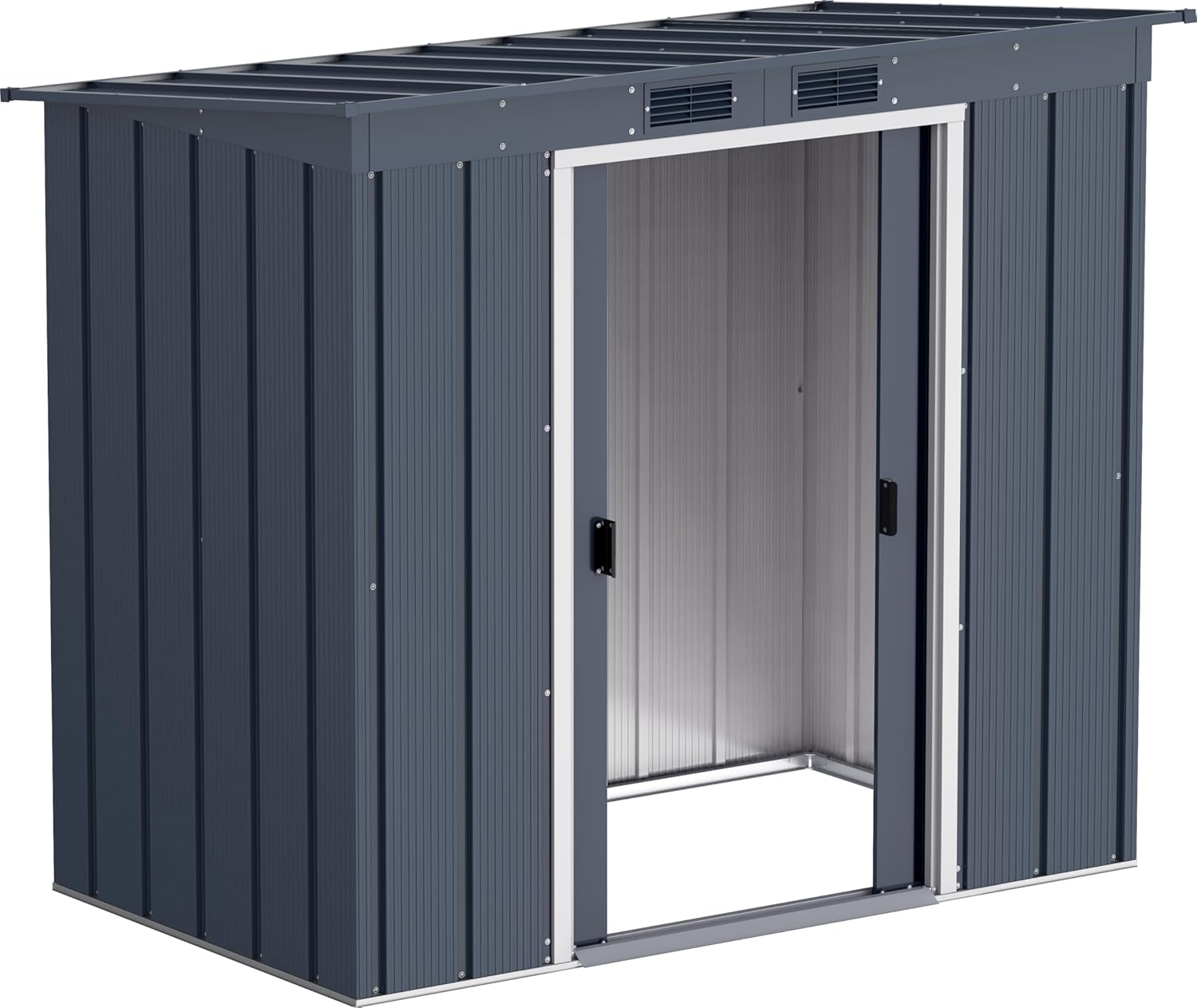 Duramax ECO 6 x 4 (2.17 m²) abri de jardin en métal à toit pentu, Abri de jardin en métal galvanisé à chaud, Abri de stockage d'outils, structure de toit renforcée, anthracite