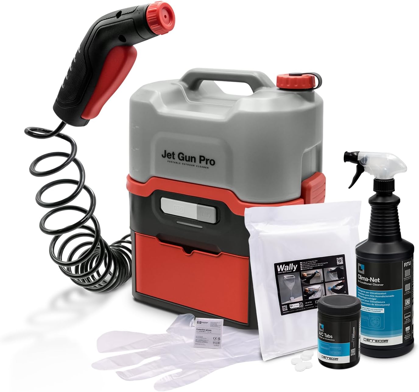 ERRECOM - Kit Nettoyage Clim PRO+ - 1L nettoyant, housse, gants - JETGUNPRO+