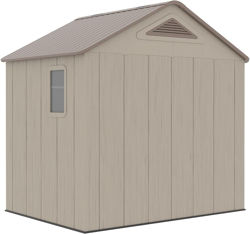 Vente-unique - Abri de jardin résine 4,5m², beige/marron, plancher, 22mm - ANTEVA