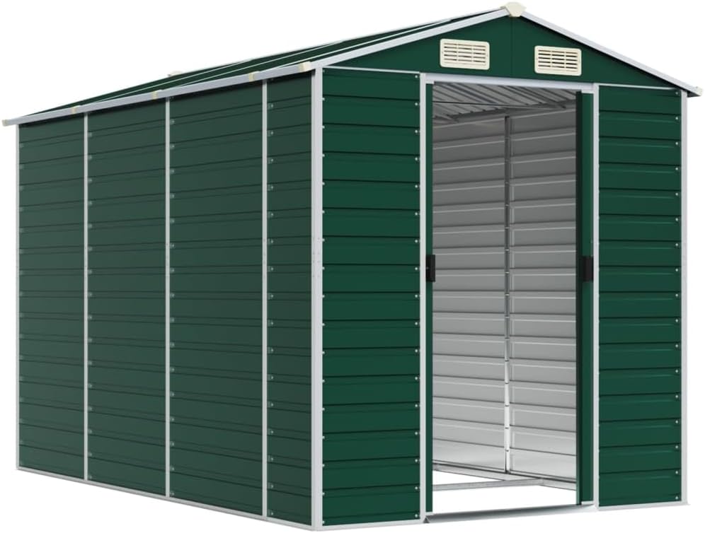 LAPOOH Abri de Jardin Vert 191x300x198 cm Acier galvanisé,Abris De Jardin,Abri De Stockage pour Jardin,Abri D'Outils De Jardin