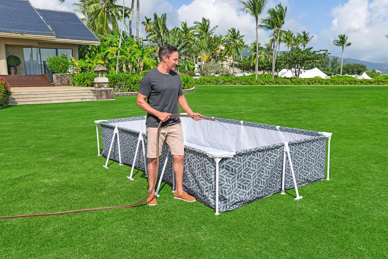 Bestway - Steel Pro imprimée Graphique - 366x201x66 cm - Piscine hors sol rectangulaire