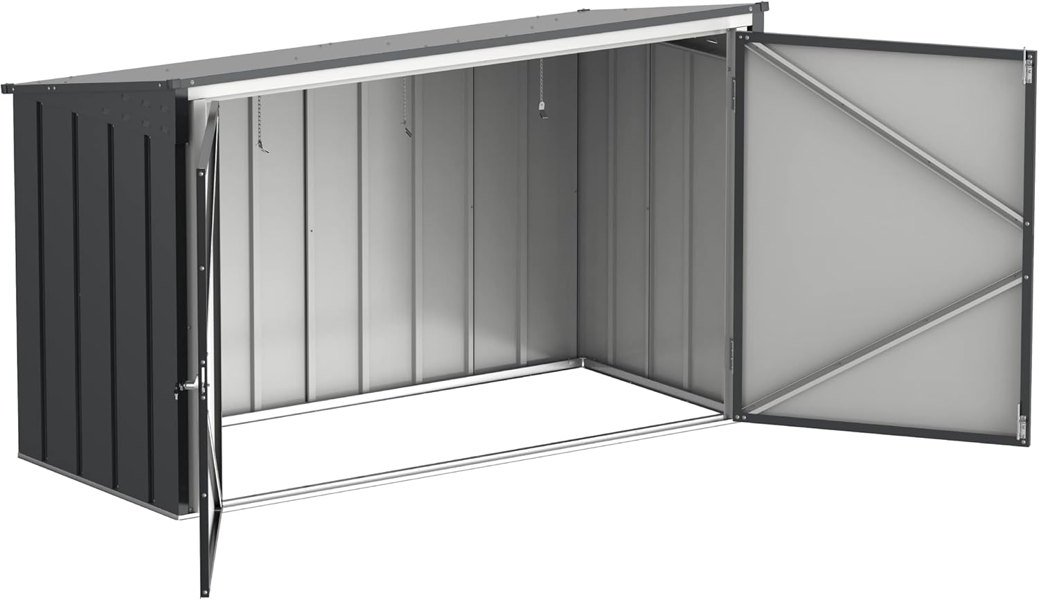 Duramax abri pour poubelles pour 3 avec ouverture par le haut et portes doubles verrouillables, abri de jardin en métal, cachettes pour poubelles, Abri pour poubelles, 214x101x133 cm, anthracite