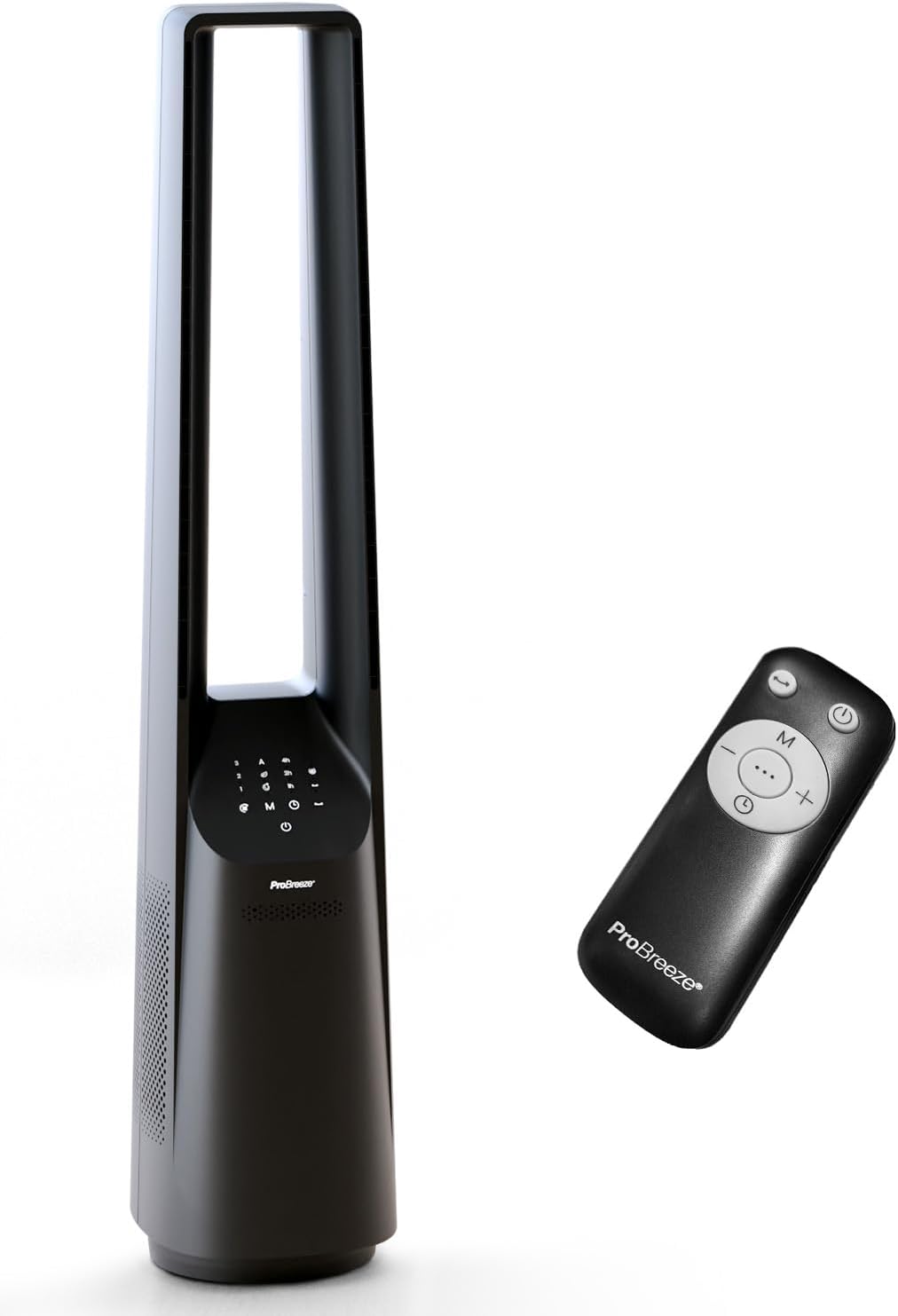 Pro Breeze Ventilateur Colonne Sans Pale - Ventilateur Tour Silencieux, Hauteur 101 cm avec 6 Vitesses, Oscillation 60°, Ventilateur Sans Lame Rafraichisseur d'Air Bladeless Noir