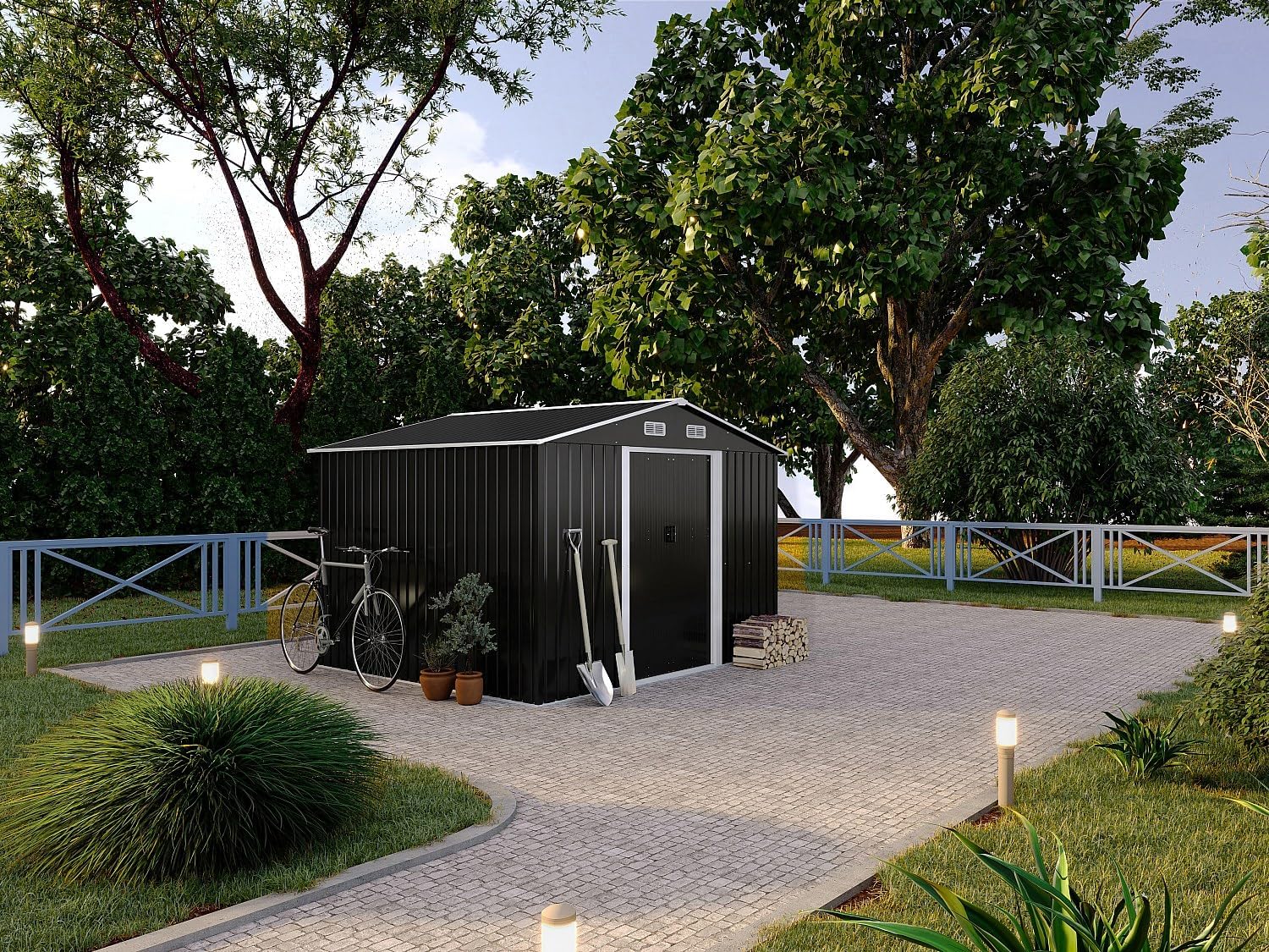 Vente-unique - MANSO - Abri métal acier galvanisé gris 8m² - MANSO