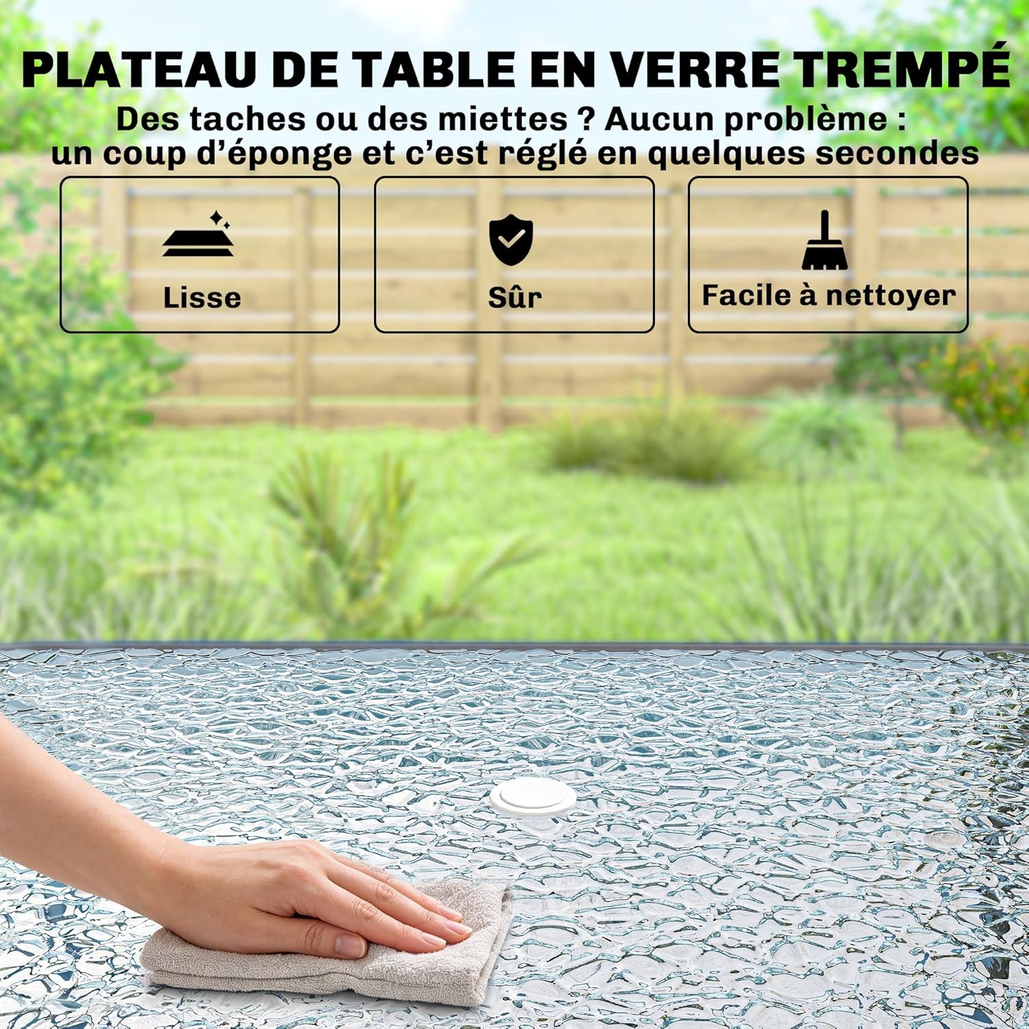 Outsunny - salon de jardin 8 pièces, table verre trempé, acier antirouille, chaises pliantes, parasol, Gris