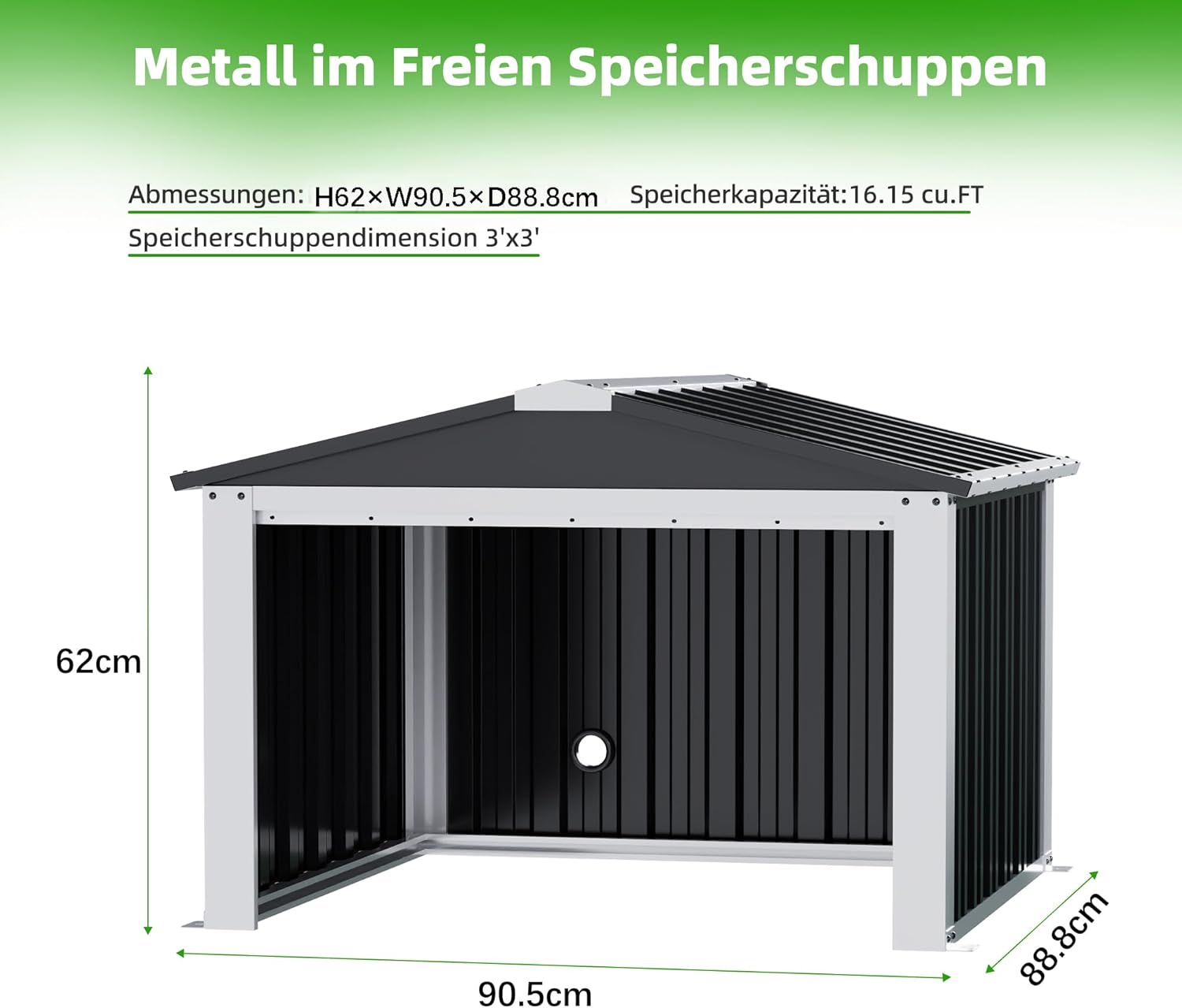 SUPEER Garage en Métal pour Robot Tondeuse avec Toit à Pignon - H 62 cm x L 90,5 cm x P 88,8 cm - Abri de Jardin pour Tondeuses à Gazon, Auvent pour Broyeur, Chambre pour Animaux