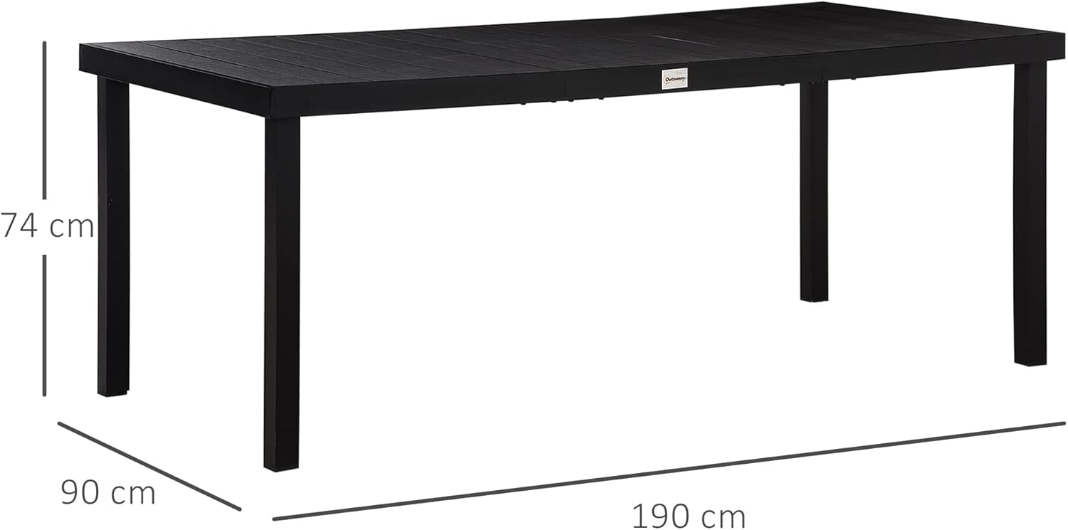 Outsunny - Table jardin 8 pers. - 190x90x74 cm - aluminium, extérieur