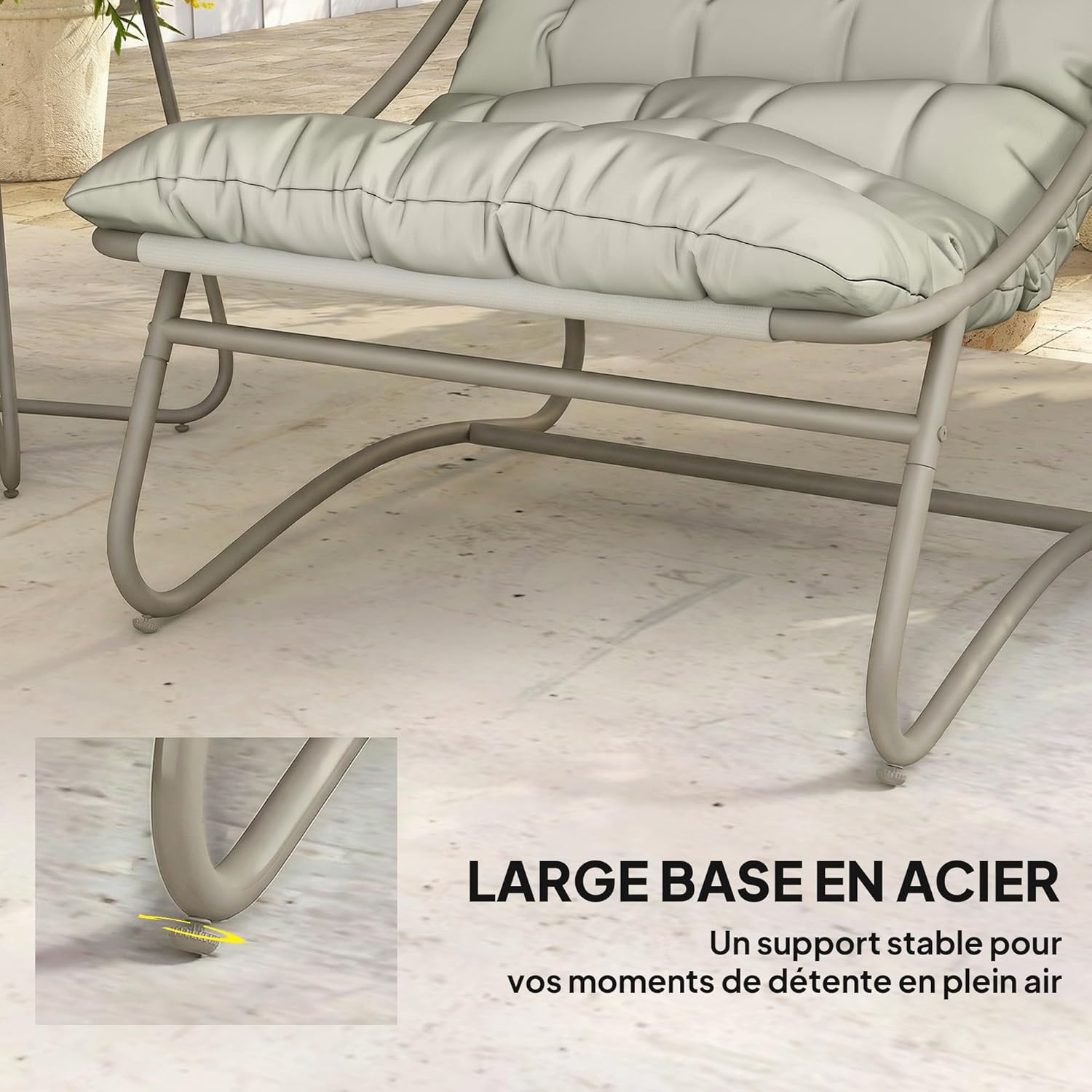 Outsunny - Salon Bistro 3 pièces - table ronde, chaises textilène, coussins - mobilier de jardin métal, 2 personnes, gri