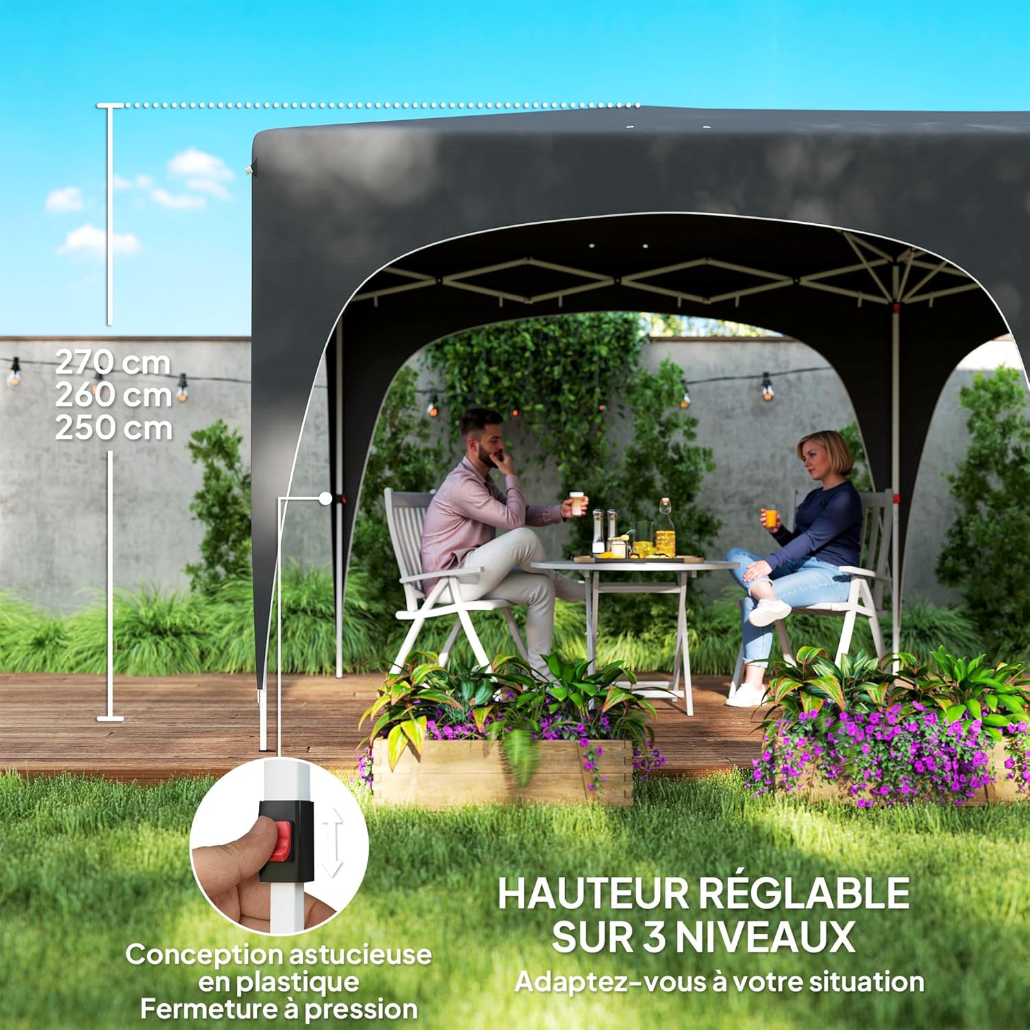 Outsunny - tonnelle pliante pop up - 3x6m - UPF50+, réglable, sac transport
