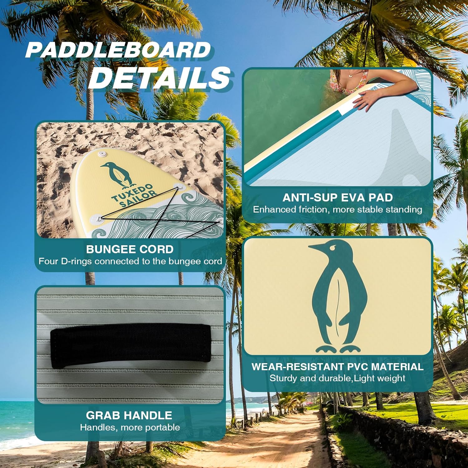 Tuxedo Sailor - Paddle gonflable adulte - planche SUP avec accessoires complets