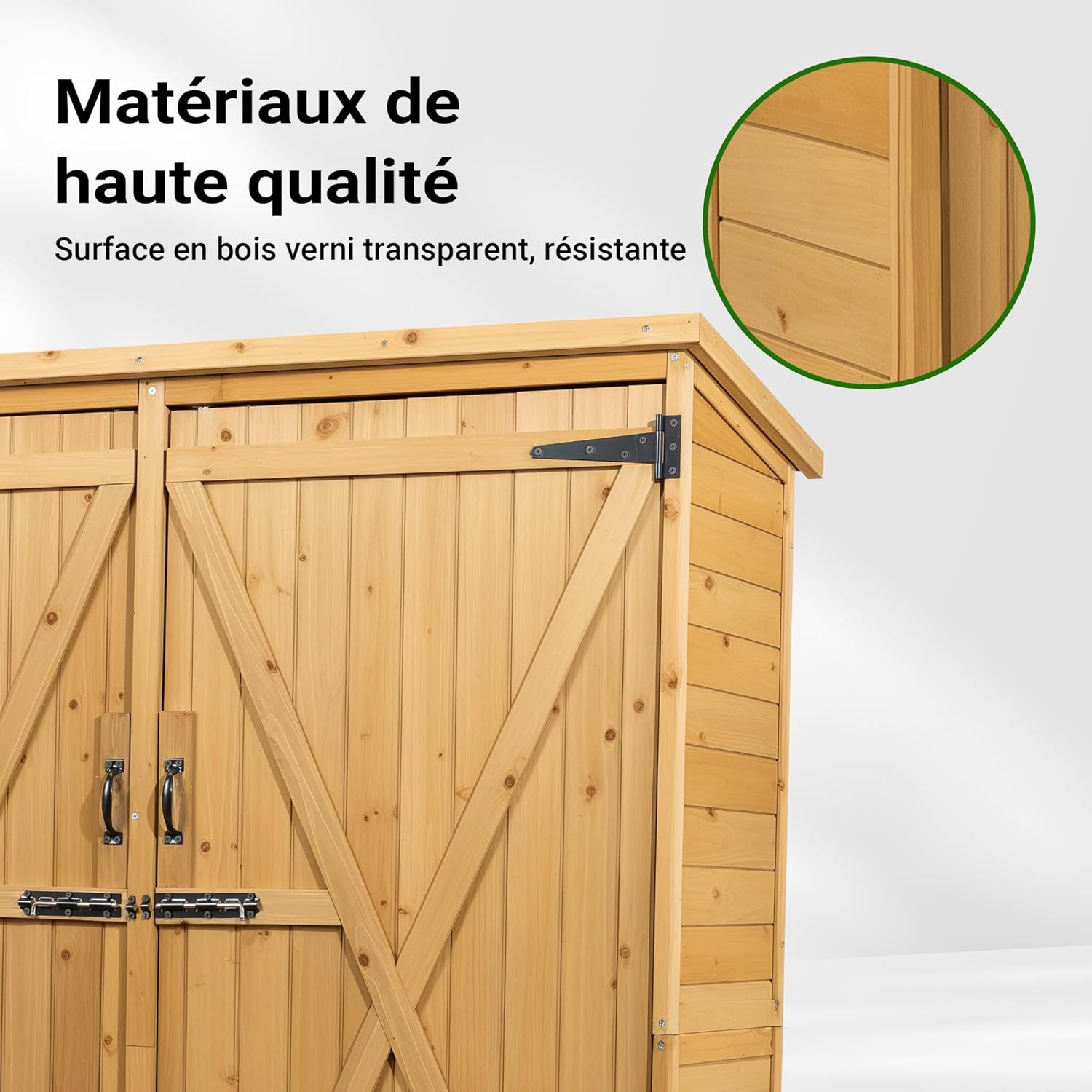 Wiltec Abri de Jardin – 1350 x 500 x 1540 mm – en Bois d’Épicéa – avec Toit en Bitume et 2 Portes – Cabane Remise pour Rangement Outils pour Jardin, Terrasse & Balcon