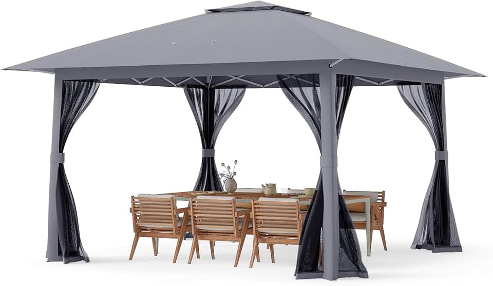 RELAX4LIFE - tonnelle pliante série 4x4 m - moustiquaire, tissu anti-UV, cadre métal