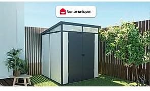 Vente-unique - Abri de Jardin en résine Gris 3,65 m² avec Plancher - MINARO