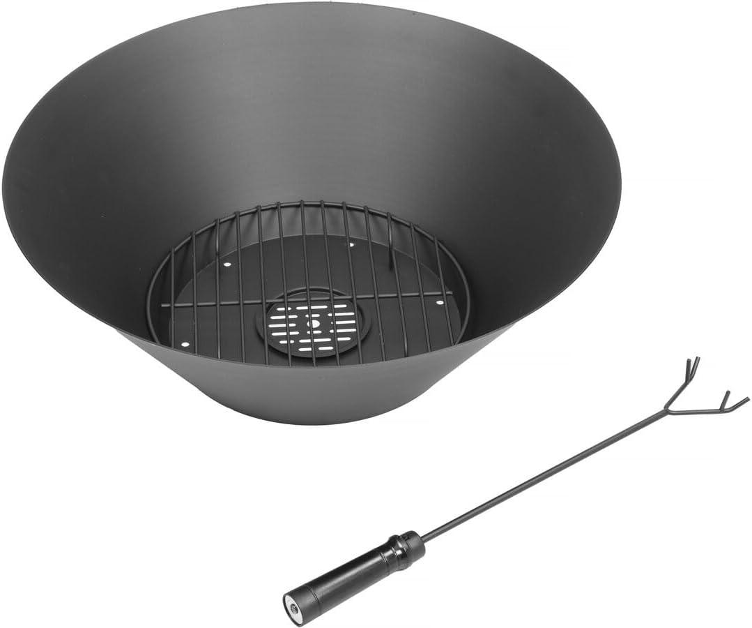 Barbecue plancha brasero charbon/bois, Cesar - 49x49x92cm, noir