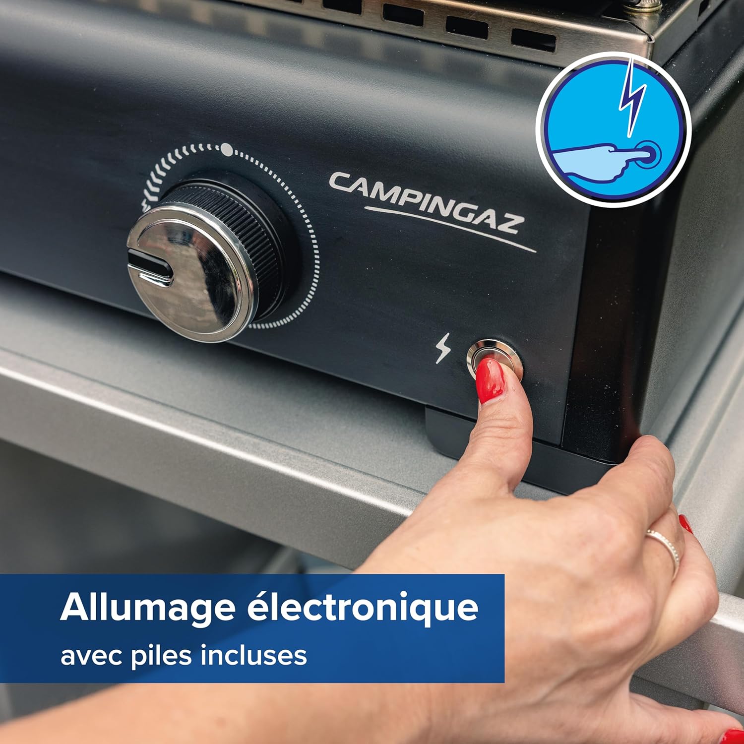 Campingaz - Othello 1 CV - Plancha 2,8kW - plaque acier émaillé, BlueFlame