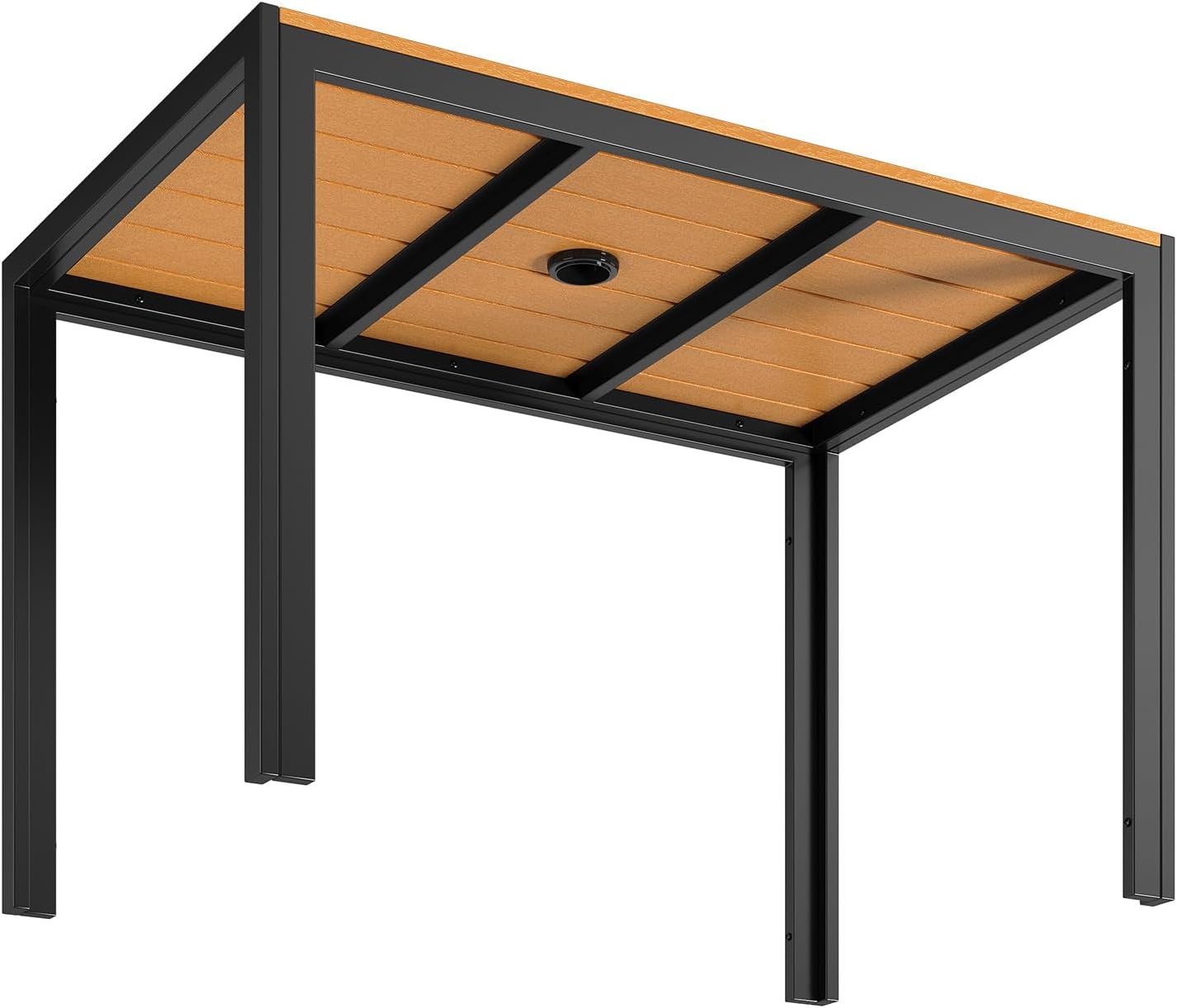 LIFERUN - Table de jardin 110x70cm - WPC, aluminium, trou parasol, brun teck